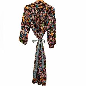 Mickey Minnie Mouse 2000s print SILK Robe Vintage